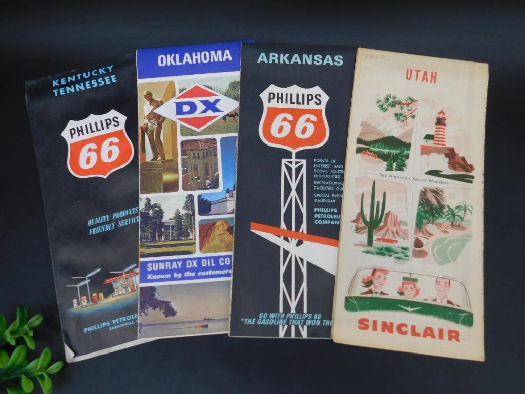 Set of Vintage Phillips 66 and Sinclair Road Maps: Set of Vintage Phillips 66 and Sinclair Road Maps