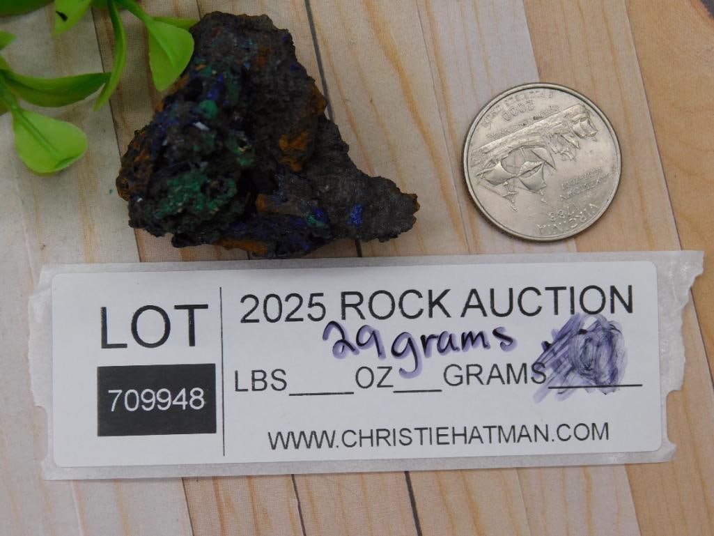 Natural Azurite and Cuprite Mineral Specimen, 29 Grams ROCK STONE LAPIDARY SPECIMEN: Natural Azurite and Cuprite Mineral Specimen, 29 Grams ROCK STONE LAPIDARY SPECIMEN