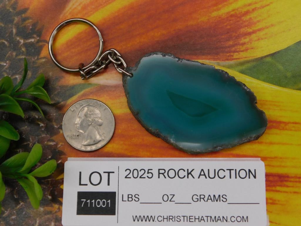 AGATE SLICE KEYCHAIN ROCK STONE LAPIDARY SPECIMEN - 2