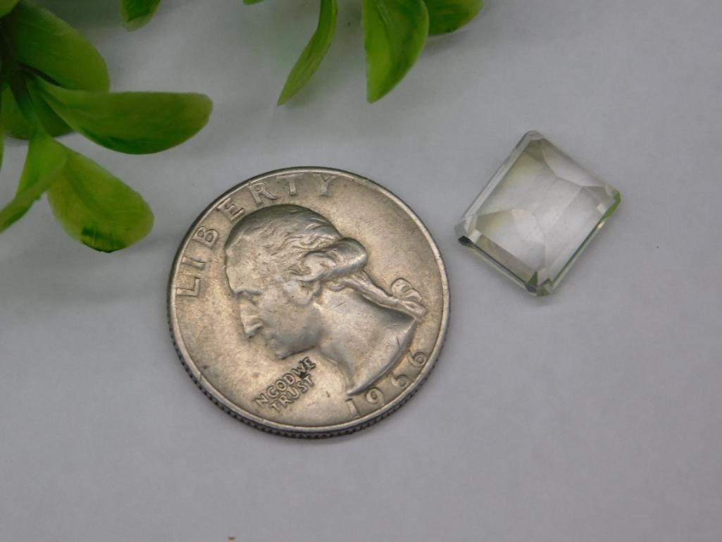 Faceted Rectangular-Cut Transparent Gemstone Rock Stone Lapidary Specimen - 2