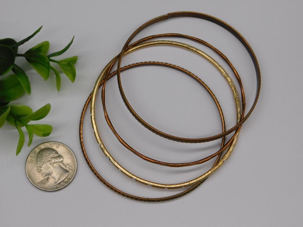 5 Mixed Metal Bangles With Decorative Patterns - 2