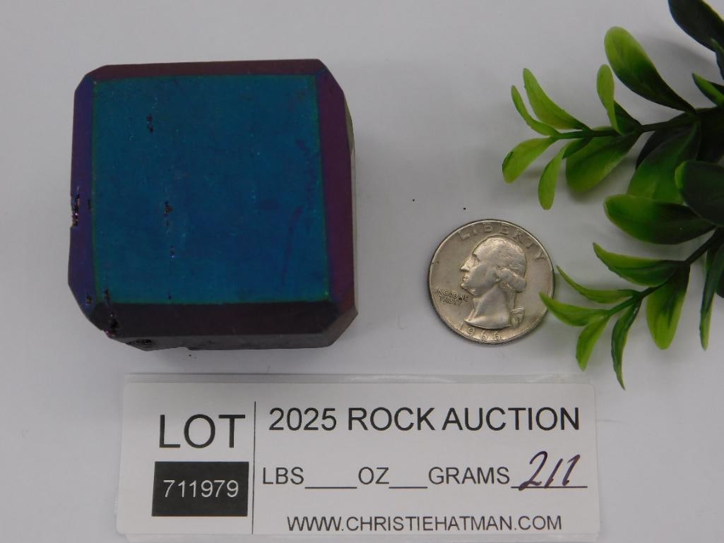 Druzy Titanium Cube Rock Stone Lapidary Specimen - 2