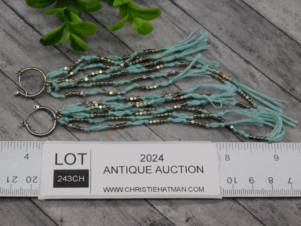 TEAL SEED BEAD EARRINGS - 3