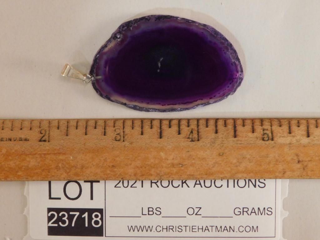 AGATE SLICE PENDANT ROCK STONE LAPIDARY SPECIMEN - 2