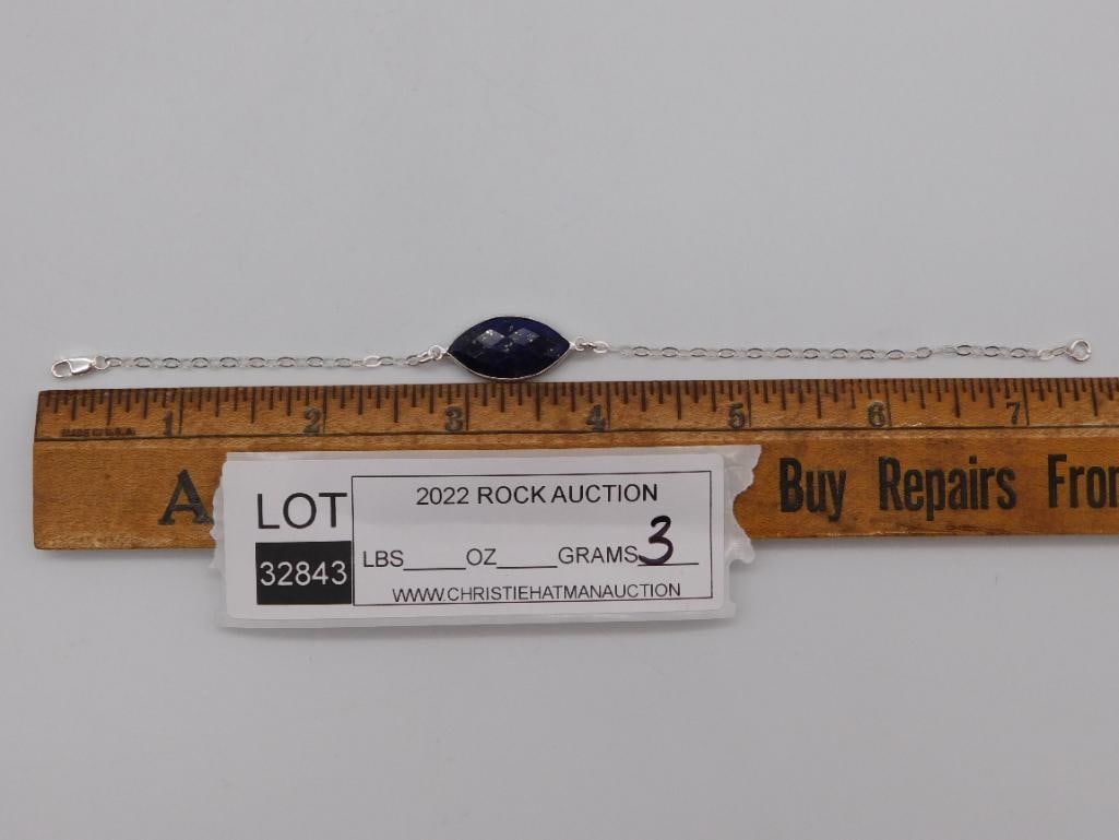 LAPIS LAZULI STERLING SILVER BRACELET ROCK STONE LAPIDARY SPECIMEN - 2