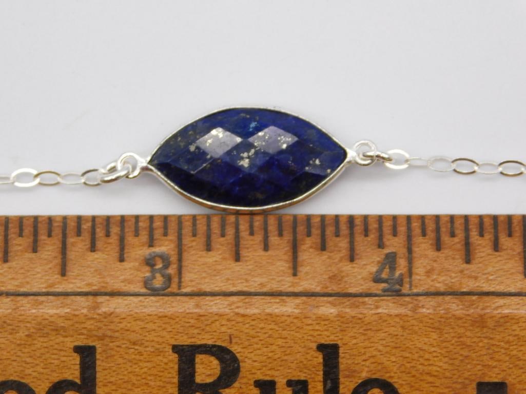 LAPIS LAZULI STERLING SILVER BRACELET ROCK STONE LAPIDARY SPECIMEN - 3