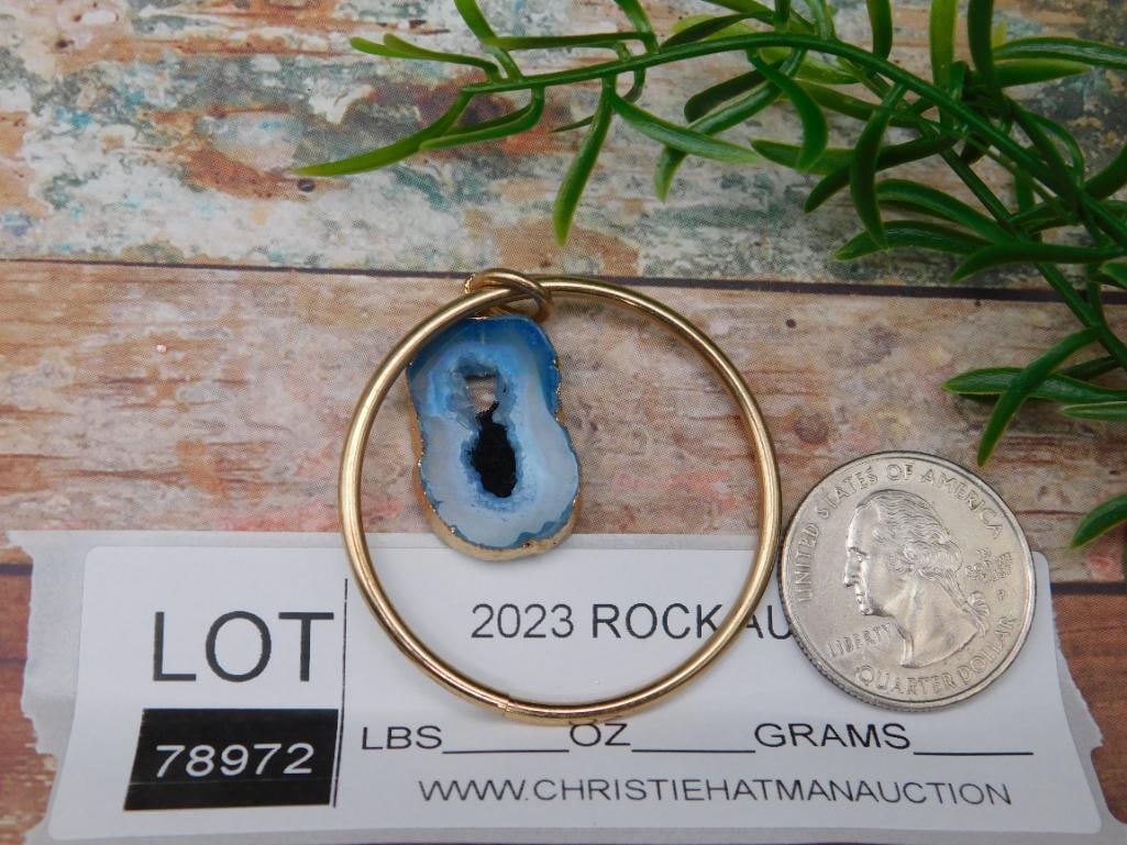 GEODE SLICE KEY RING ROCK STONE LAPIDARY SPECIMEN - 2