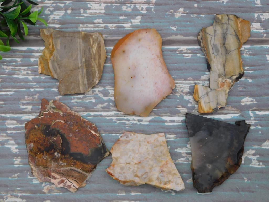 MIXED SLAB LOT ROCK STONE LAPIDARY SPECIMEN: MIXED SLAB LOT ROCK STONE LAPIDARY SPECIMEN