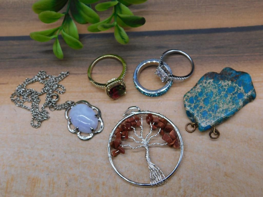 MIXED JEWELRY LOT ROCK STONE LAPIDARY SPECIMEN: MIXED JEWELRY LOT ROCK STONE LAPIDARY SPECIMEN