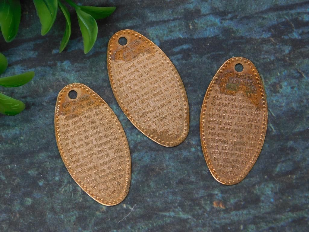 THE LORDS PRAYER PRESSED COPPER PENNY LOT OF 3: THE LORDS PRAYER PRESSED COPPER PENNY LOT OF 3