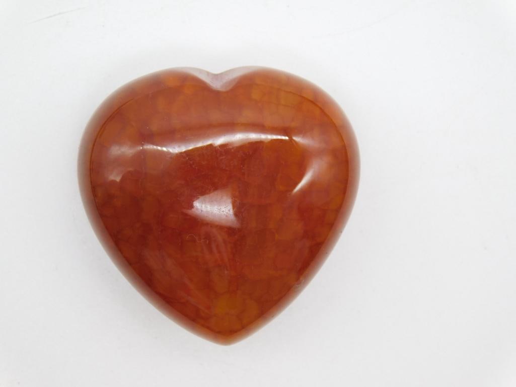 FIRE AGATE HEART ROCK STONE LAPIDARY SPECIMEN: FIRE AGATE HEART ROCK STONE LAPIDARY SPECIMEN