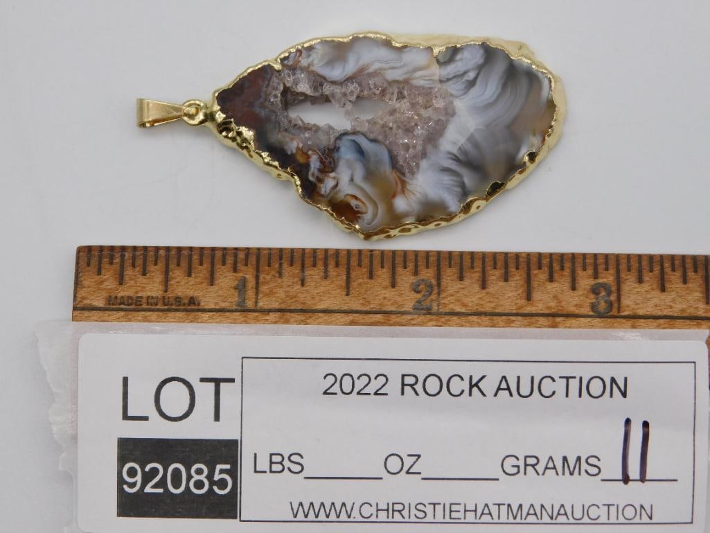 GEODE SLICE PENDANT ROCK STONE LAPIDARY SPECIMEN - 2