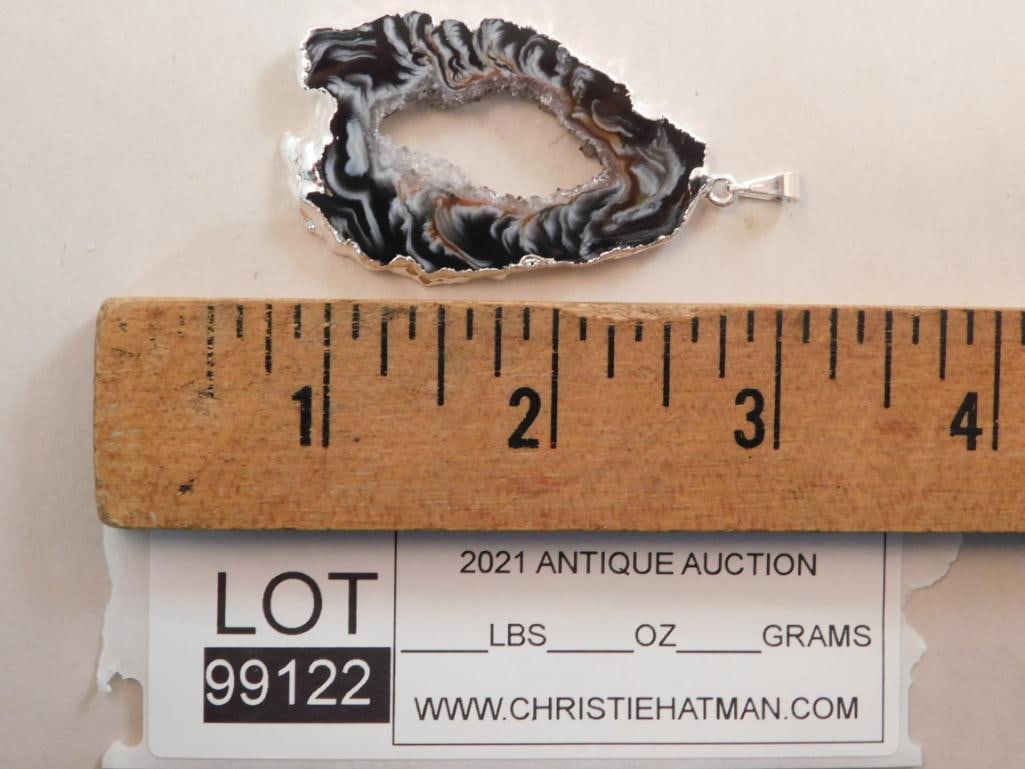 GEODE SLICE PENDANT ROCK STONE LAPIDARY SPECIMEN - 2