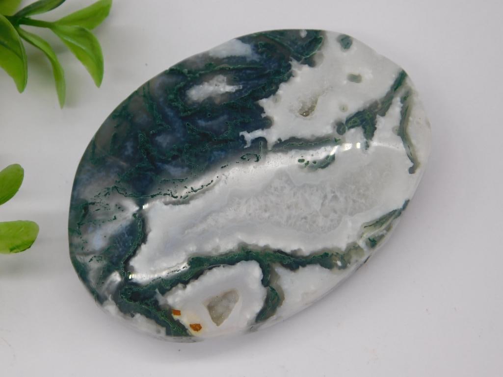 MOSS PLUME AGATE PALM STONE ROCK STONE LAPIDARY SPECIMEN (1 of 2)