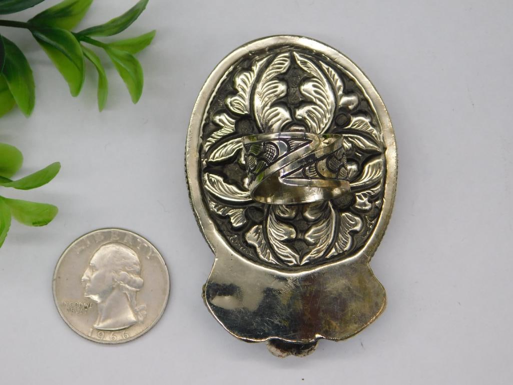 AMETHYST AND TURQUOISE ADJUSTABLE STATEMENT RING ROCK STONE LAPIDARY SPECIMEN - 2