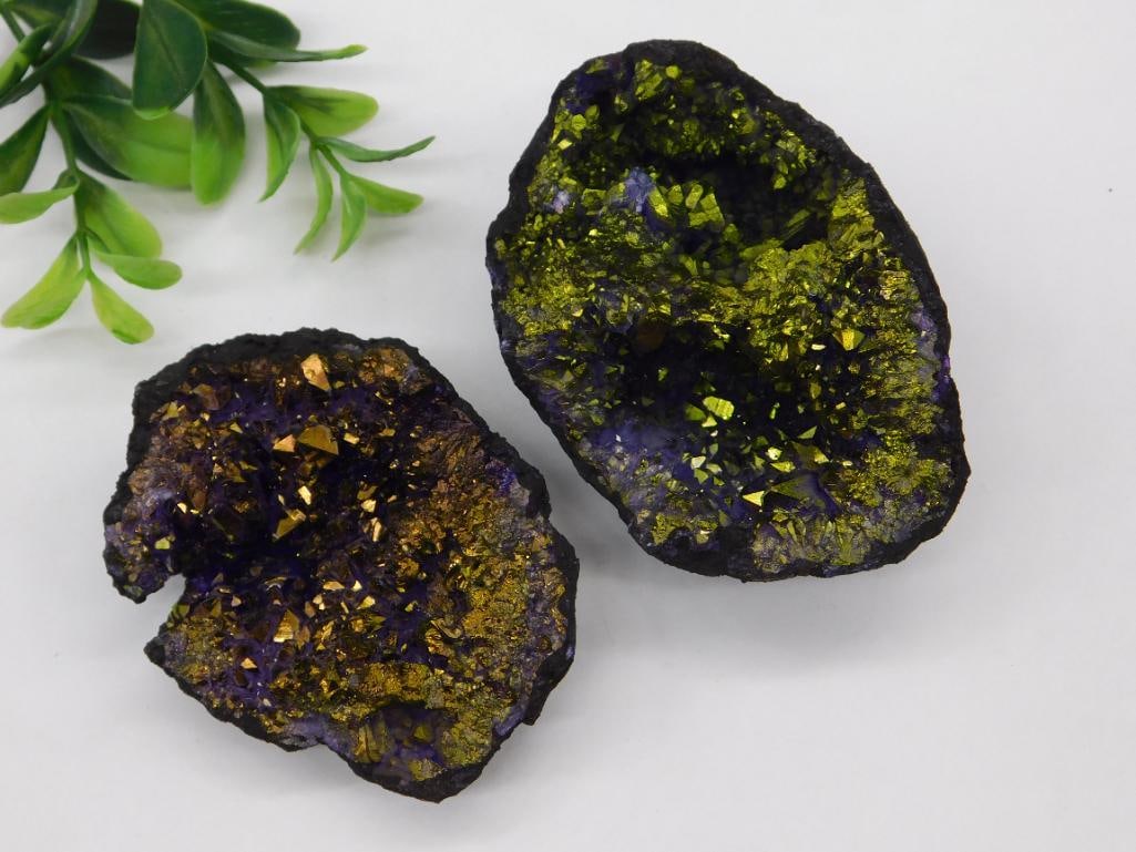 PURPLE AND GOLD GEODE ROCK STONE LAPIDARY SPECIMEN: PURPLE AND GOLD GEODE ROCK STONE LAPIDARY SPECIMEN