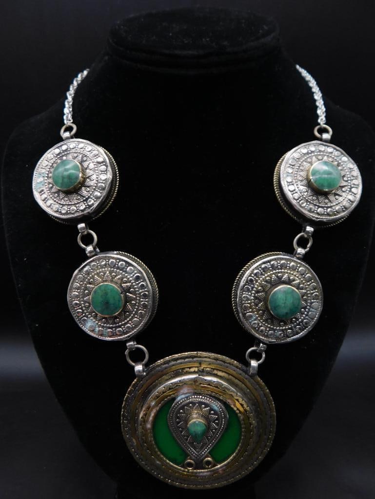 VINTAGE TURQUOISE STATEMENT NECKLACE ROCK STONE LAPIDARY SPECIMEN: VINTAGE TURQUOISE STATEMENT NECKLACE ROCK STONE LAPIDARY SPECIMEN