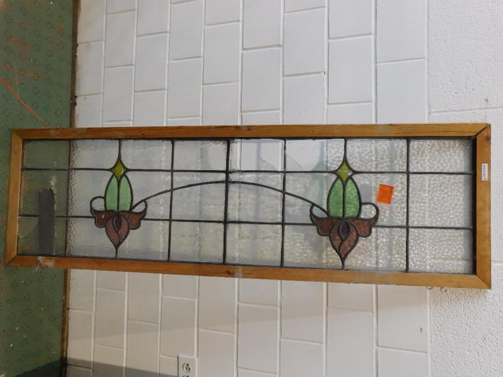 ARCHITECTURAL STAINED GLASS WINDOW ART VINTAGE ANTIQUE (1 of 3)