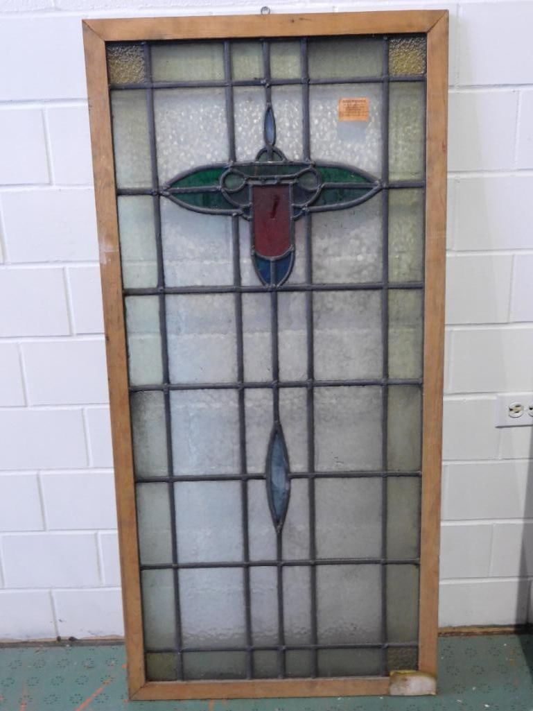ARCHITECTURAL STAINED GLASS WINDOW ART VINTAGE ANTIQUE (1 of 3)