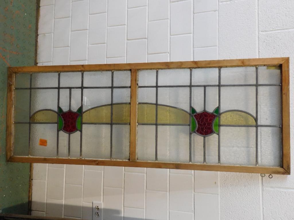 ARCHITECTURAL STAINED GLASS WINDOW ART VINTAGE ANTIQUE (1 of 4)