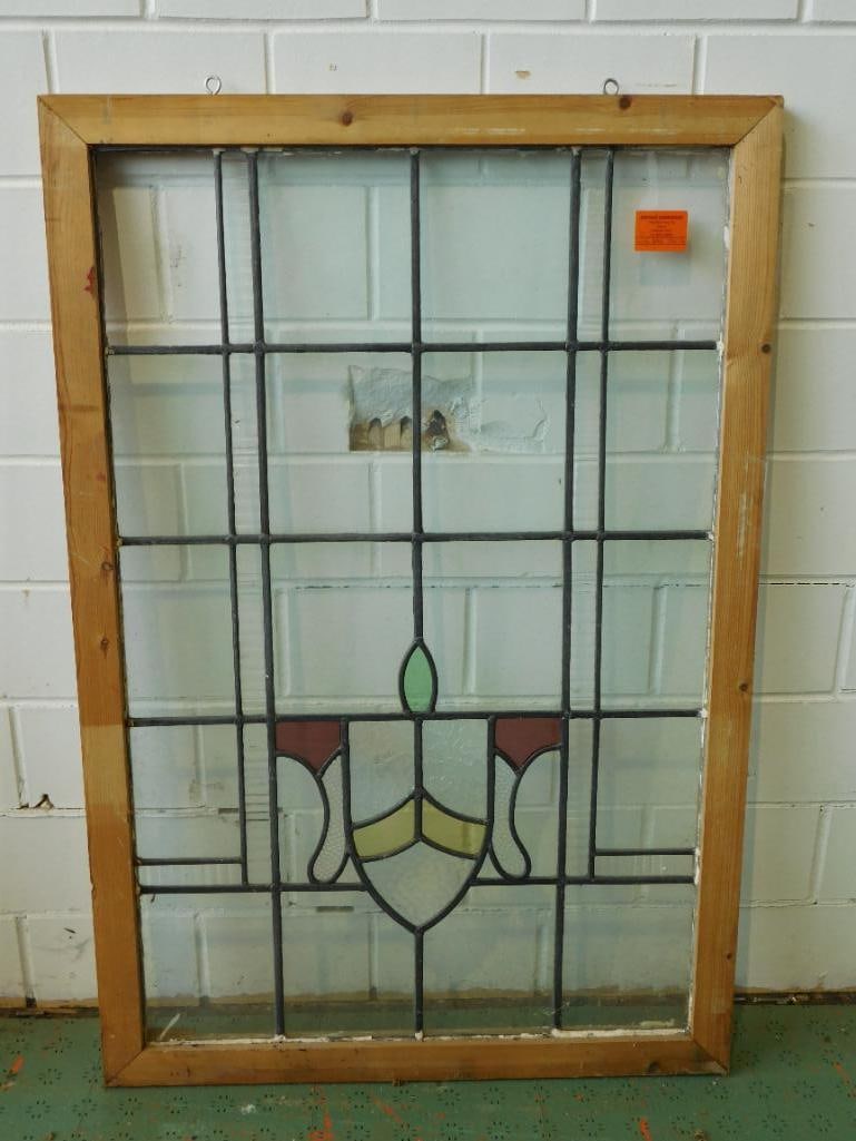 ARCHITECTURAL STAINED GLASS WINDOW ART VINTAGE ANTIQUE (1 of 3)