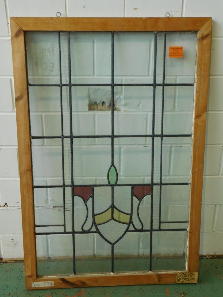 ARCHITECTURAL STAINED GLASS WINDOW ART VINTAGE ANTIQUE (1 of 3)