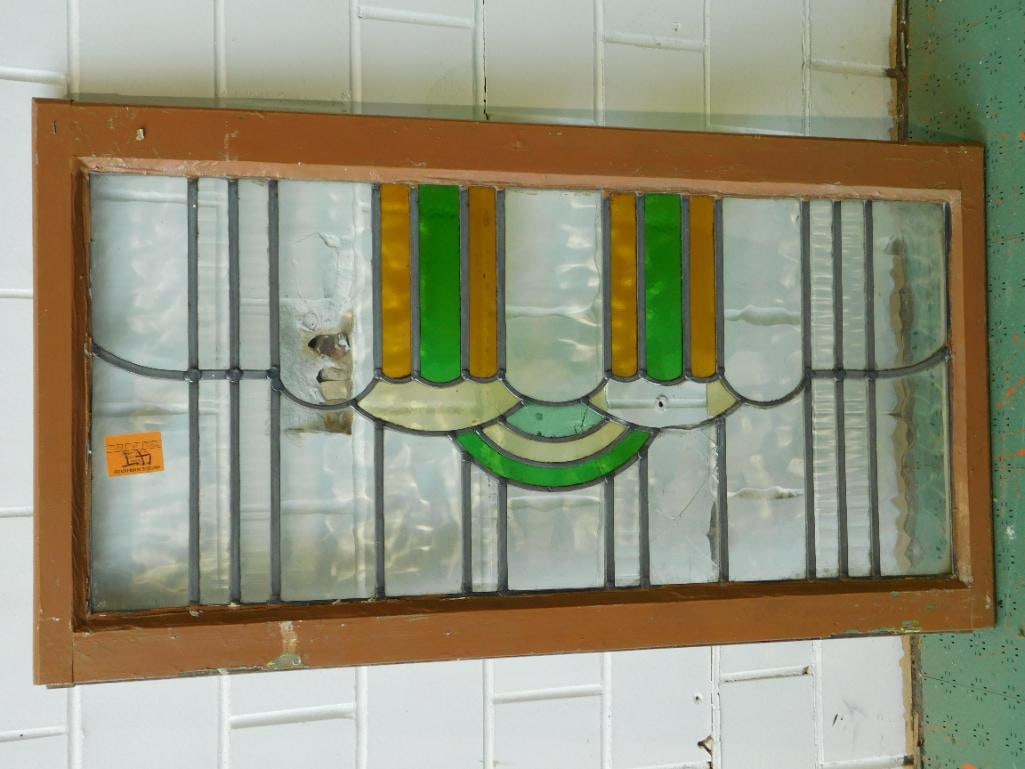 ARCHITECTURAL STAINED GLASS WINDOW ART VINTAGE ANTIQUE (1 of 3)