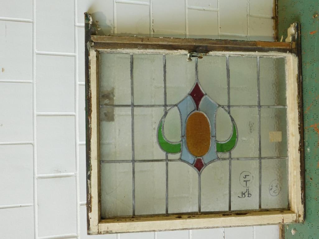 ARCHITECTURAL STAINED GLASS WINDOW ART VINTAGE ANTIQUE (1 of 4)