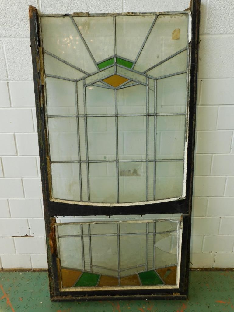 ARCHITECTURAL STAINED GLASS WINDOW ART VINTAGE ANTIQUE (1 of 4)