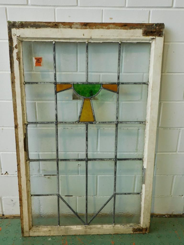ARCHITECTURAL STAINED GLASS WINDOW ART VINTAGE ANTIQUE (1 of 3)