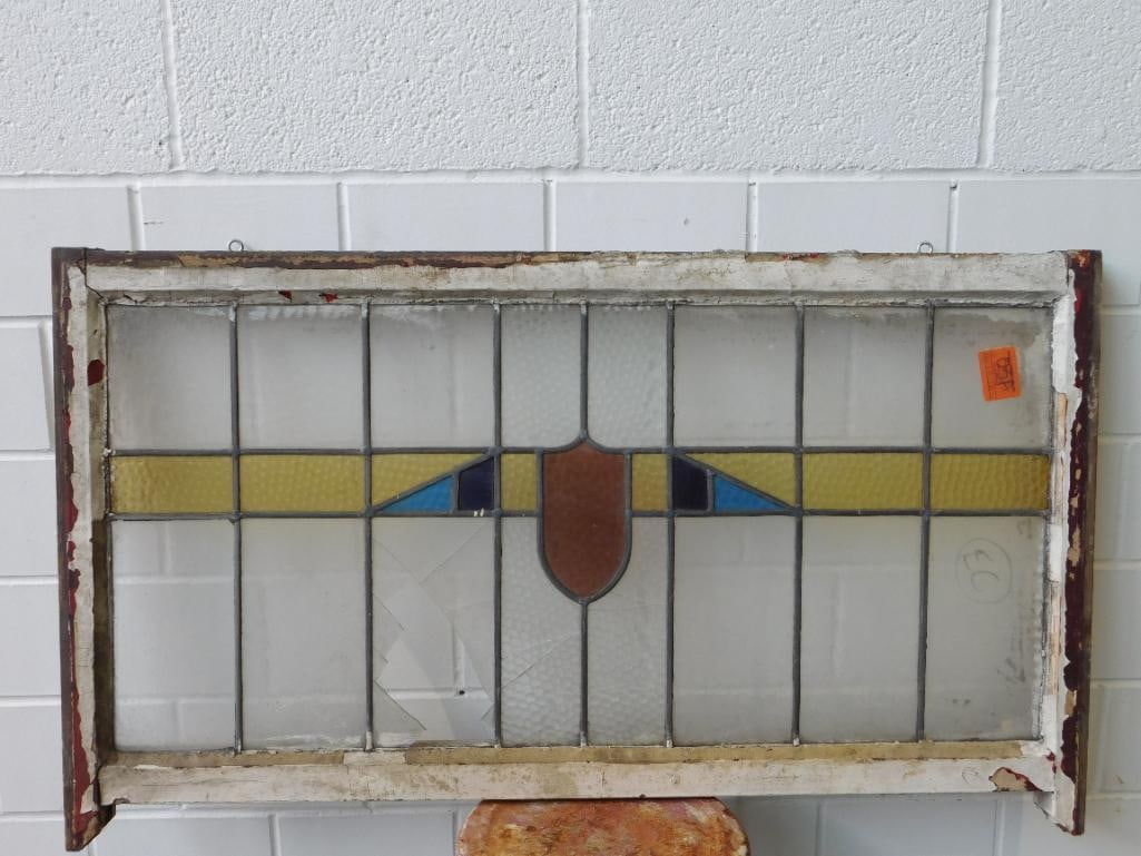 ARCHITECTURAL STAINED GLASS WINDOW ART VINTAGE ANTIQUE (1 of 3)