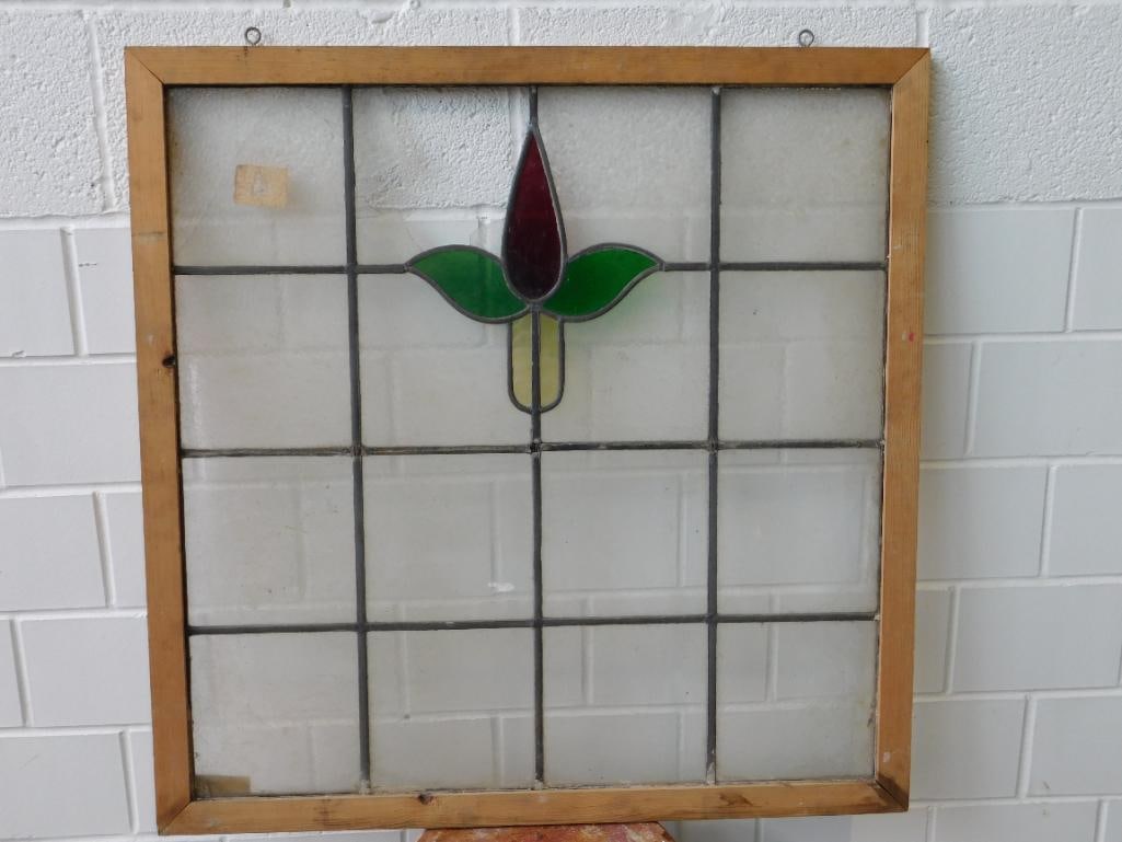 ARCHITECTURAL STAINED GLASS WINDOW ART VINTAGE ANTIQUE (1 of 3)