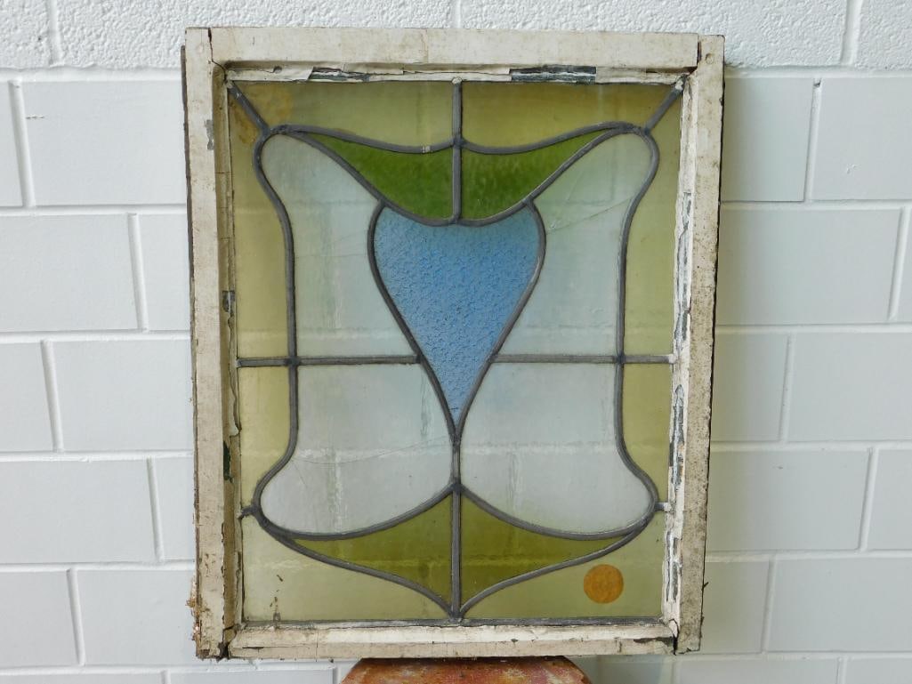 ARCHITECTURAL STAINED GLASS WINDOW ART VINTAGE ANTIQUE (1 of 3)