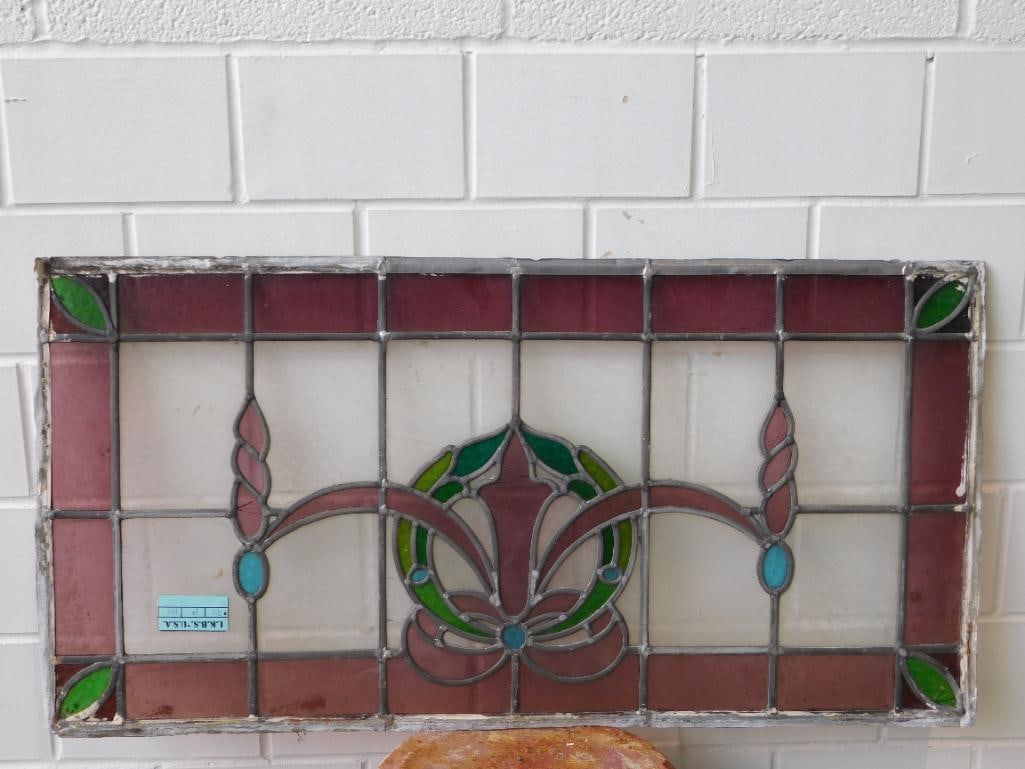 ARCHITECTURAL STAINED GLASS WINDOW ART VINTAGE ANTIQUE (1 of 2)