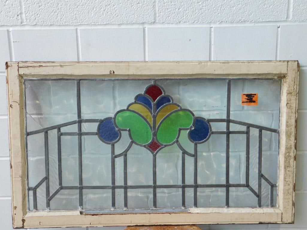 ARCHITECTURAL STAINED GLASS WINDOW ART VINTAGE ANTIQUE (1 of 3)