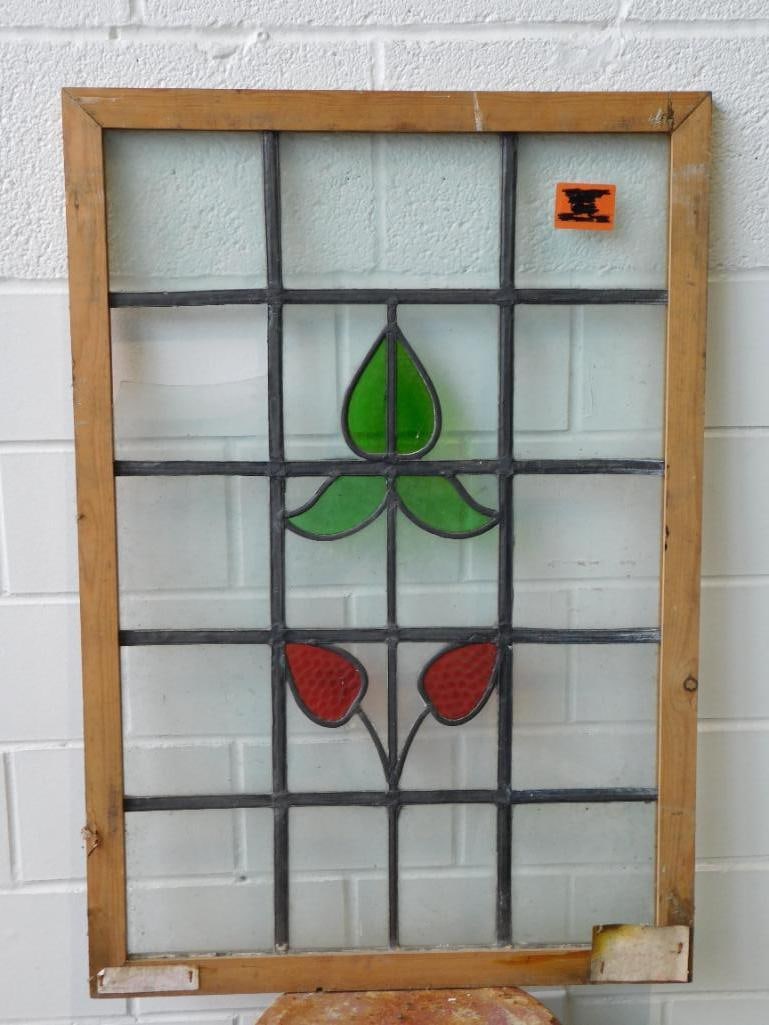 ARCHITECTURAL STAINED GLASS WINDOW ART VINTAGE ANTIQUE (1 of 3)