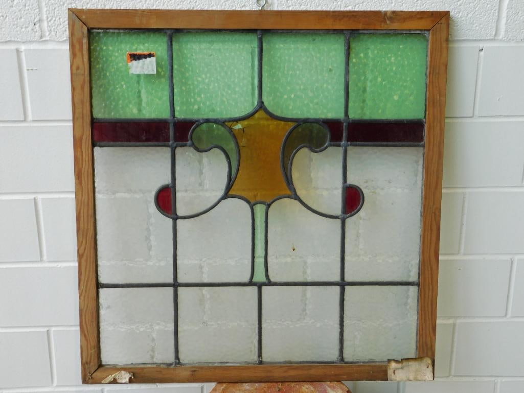 ARCHITECTURAL STAINED GLASS WINDOW ART VINTAGE ANTIQUE (1 of 3)