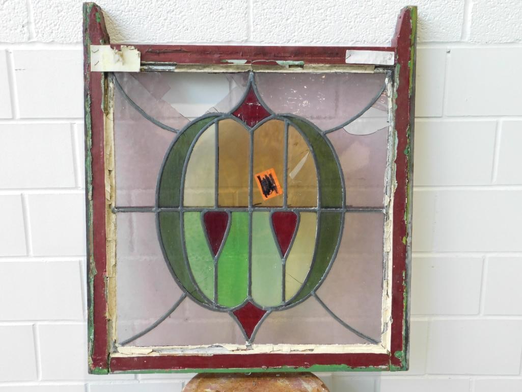 ARCHITECTURAL STAINED GLASS WINDOW ART VINTAGE ANTIQUE (1 of 3)