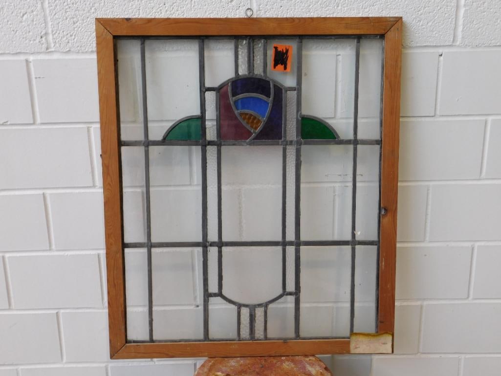 ARCHITECTURAL STAINED GLASS WINDOW ART VINTAGE ANTIQUE (1 of 3)