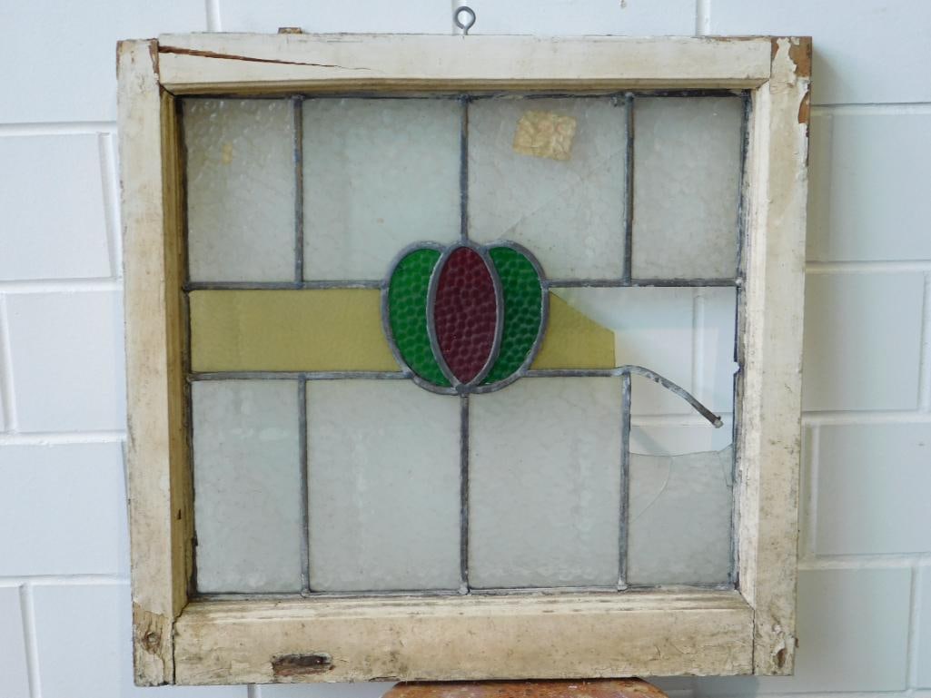 ARCHITECTURAL STAINED GLASS WINDOW ART VINTAGE ANTIQUE (1 of 3)