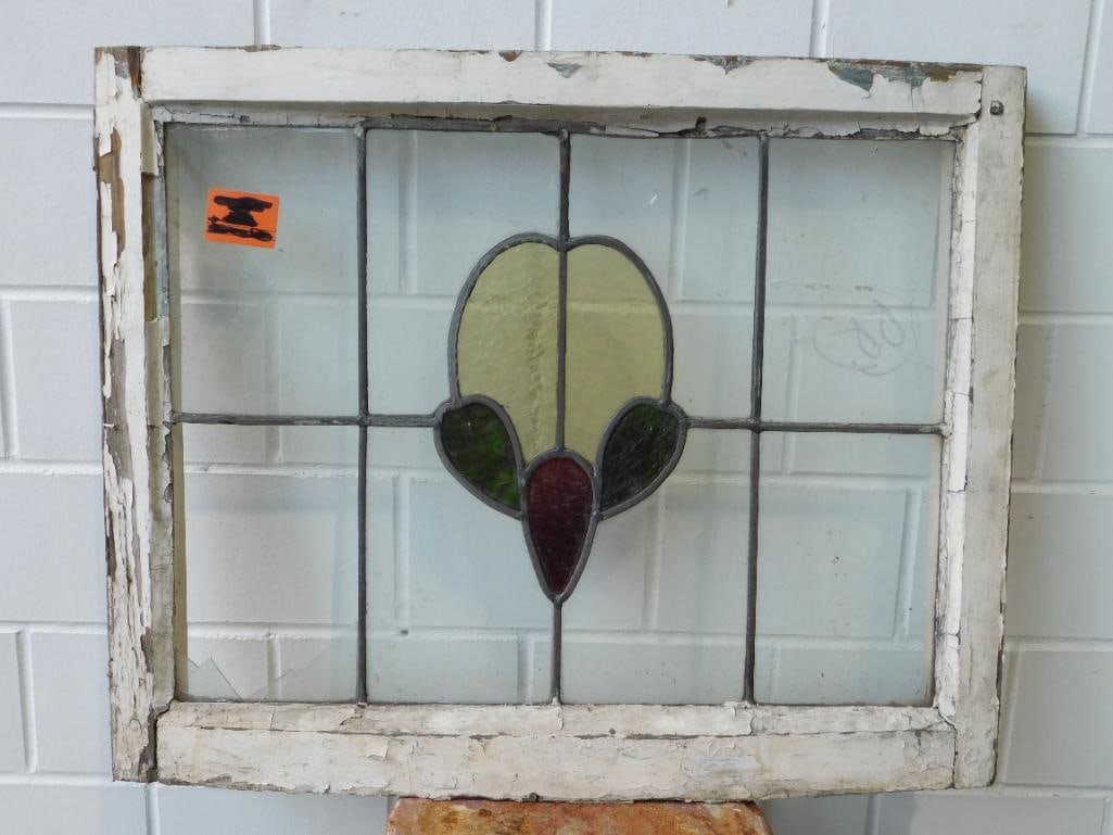 ARCHITECTURAL STAINED GLASS WINDOW ART VINTAGE ANTIQUE (1 of 3)