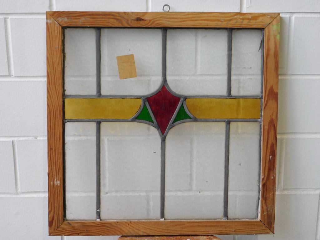 ARCHITECTURAL STAINED GLASS WINDOW ART VINTAGE ANTIQUE (1 of 3)