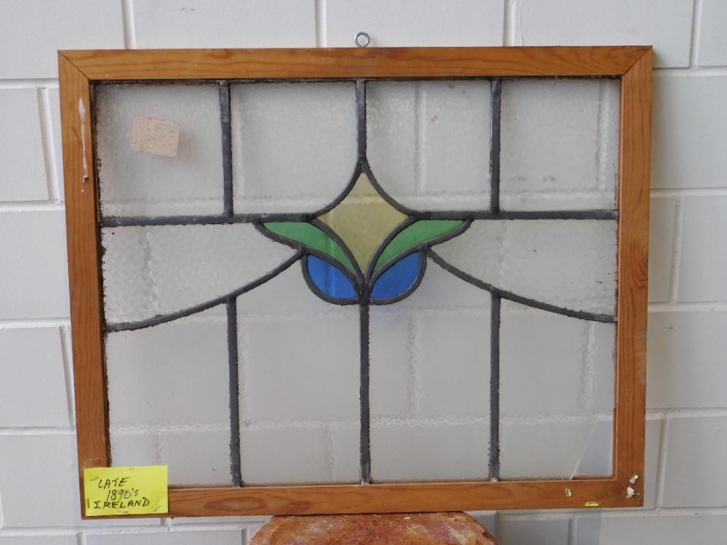 ARCHITECTURAL STAINED GLASS WINDOW ART VINTAGE ANTIQUE (1 of 3)