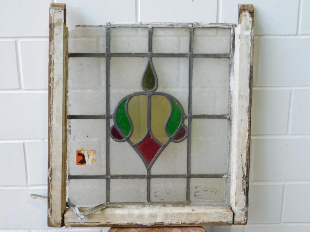 ARCHITECTURAL STAINED GLASS WINDOW ART VINTAGE ANTIQUE (1 of 3)