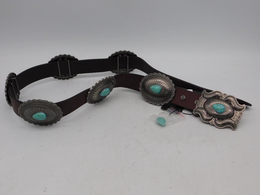 LUCKY AND BLESSED CONCHO BELT SIZE MEDIUM: LUCKY AND BLESSED CONCHO BELT SIZE MEDIUM