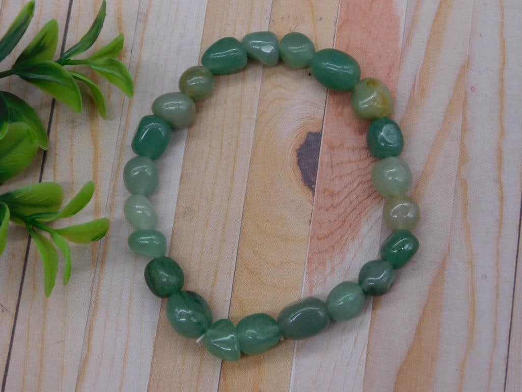 AVENTURINE BEADED STRETCH BRACELET ROCK STONE LAPIDARY SPECIMEN: AVENTURINE BEADED STRETCH BRACELET ROCK STONE LAPIDARY SPECIMEN