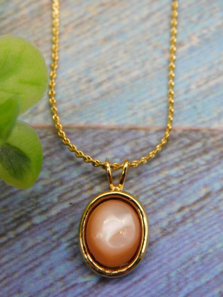 GENUINE STONE PENDANT ON CHAIN NECKLACE (1 of 2)