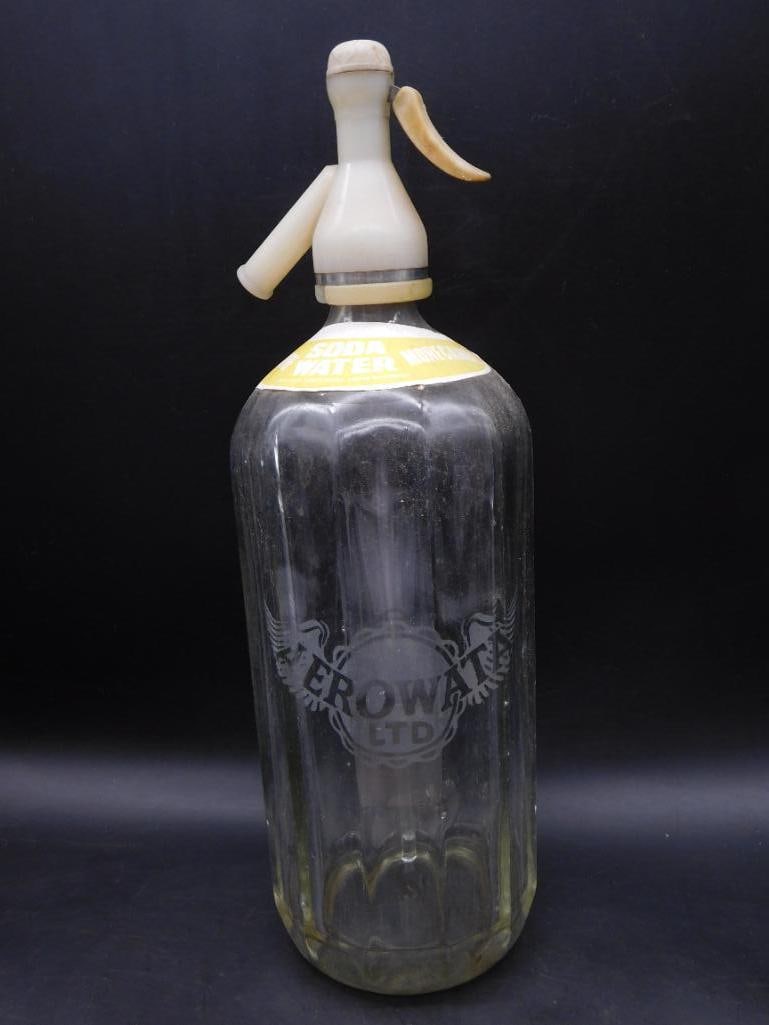 VINTAGE SODA WATER SELTZER BOTTLE SIPHON SYPHON GLASS MID-CENTURY ANTIQUE (1 of 4)