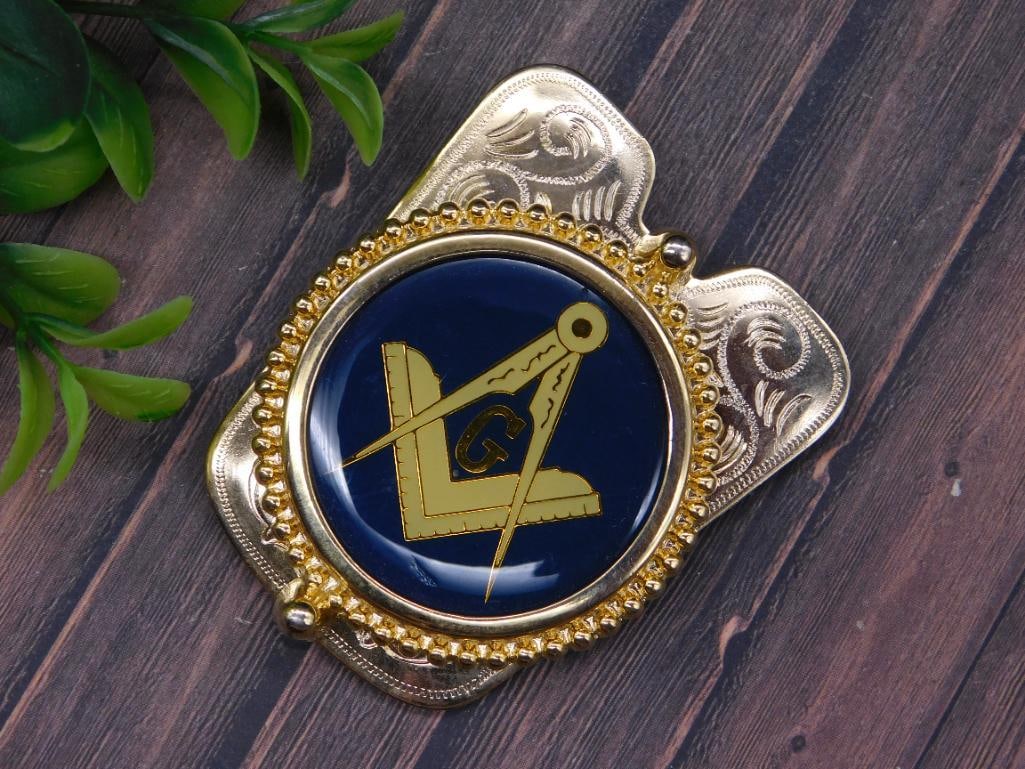 FREEMASON MASONIC EMBLEM BOLO TIE CLIP VINTAGE ANTIQUE: FREEMASON MASONIC EMBLEM BOLO TIE CLIP VINTAGE ANTIQUE