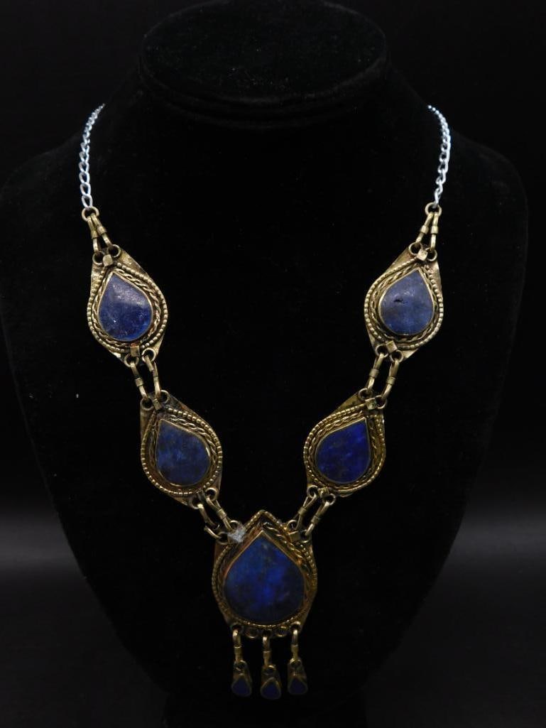 LAPIS LAZULI STATEMENT NECKLACE ROCK STONE LAPIDARY SPECIMEN: LAPIS LAZULI STATEMENT NECKLACE ROCK STONE LAPIDARY SPECIMEN